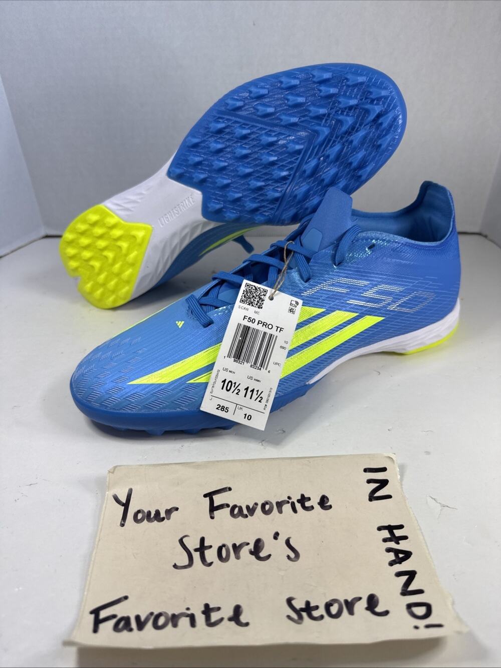 Adidas F50 Pro Turf Soccer Shoes Cleats Blue Yellow JR8942 Men's Size 10.5 NEW!